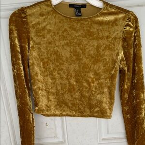 Forever 21 Mustard Velvet Crop Top